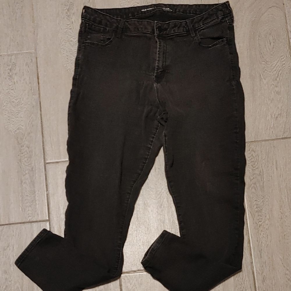 Old Navy Rockstar Black Mid-Rise Skinny Jeans Women's 18 Long Soft Lightweight - Picture 4 of 6